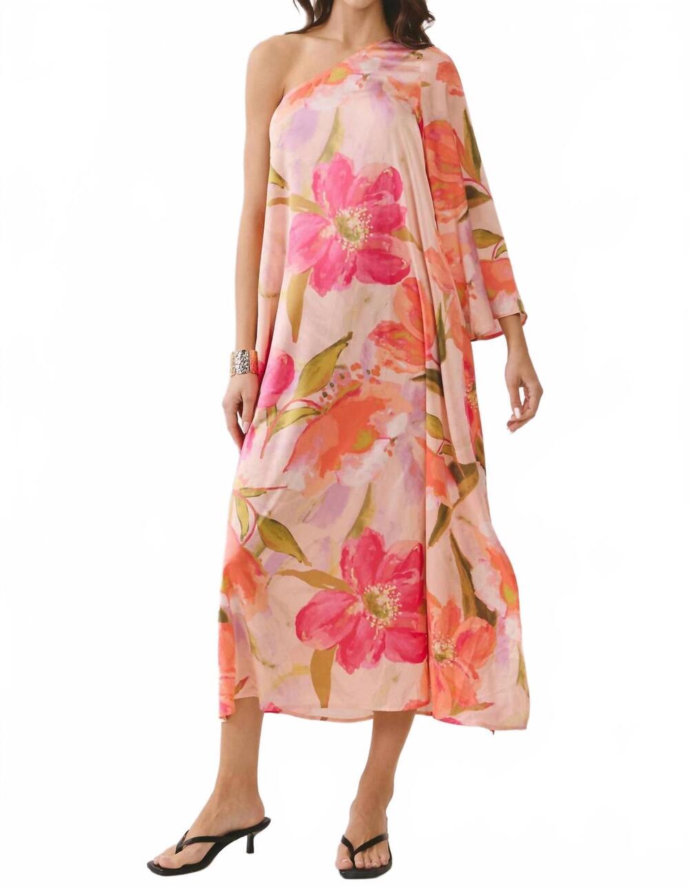 NEW TCEC floral one shoulder maxi dress in pink